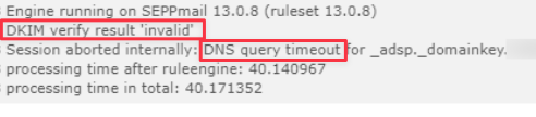 DKIM error because of DNS lookup error