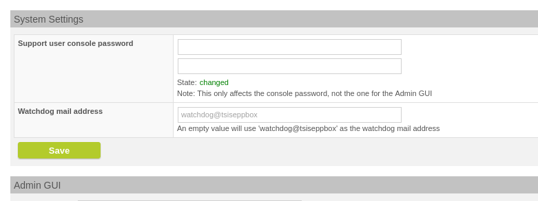 Configure the watchdog sender address