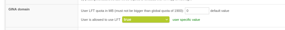 LFT Quota User Settings