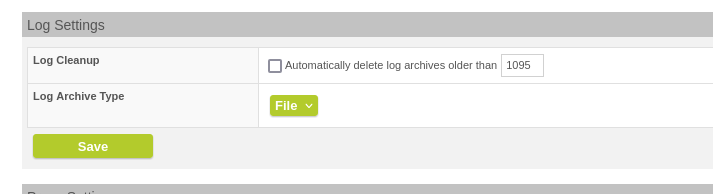 System >> Log archive type