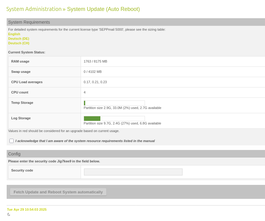 Current system status