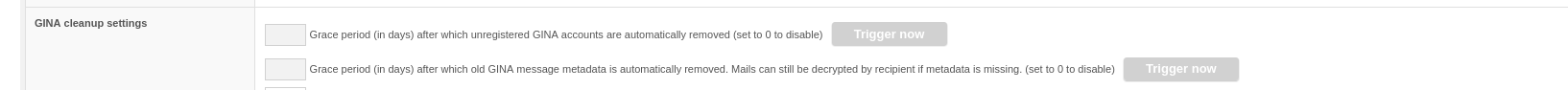 GINA Cleanup Settings currently with Grace Period fields