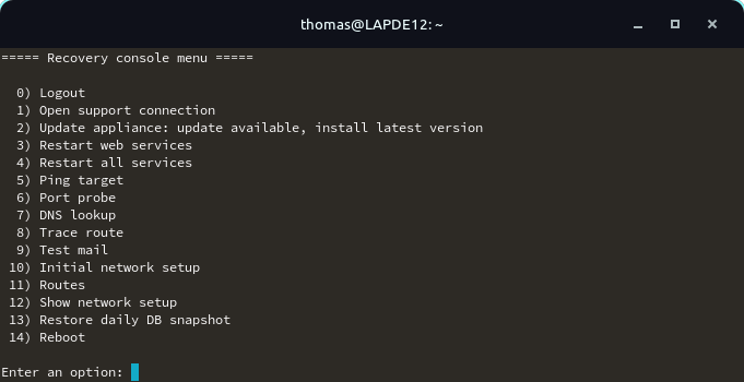 New option 13 for restoring DB snapshots