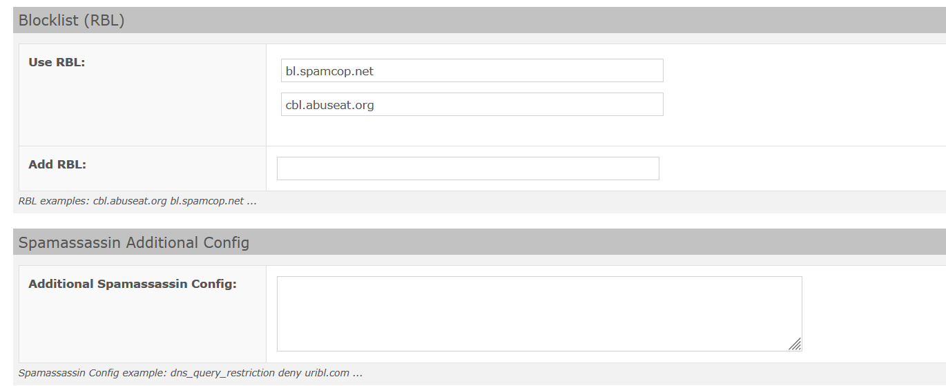 Spamassassin Additional Config 