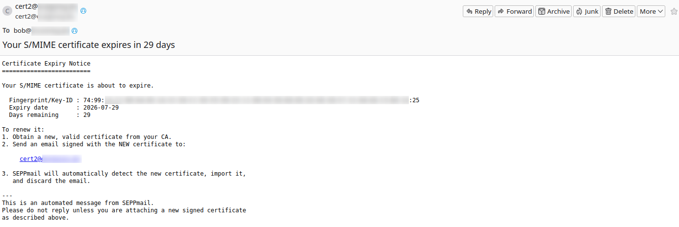 Example notification mail